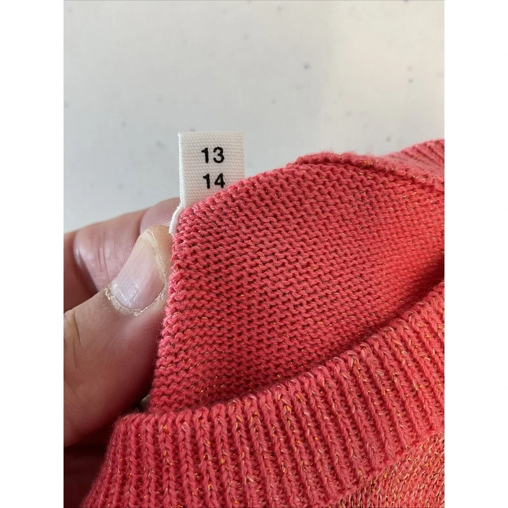 Lot of 2 Molo Tops Sz 13/14 Long Sleeve Jersey T Ruffle Knit Sweater Coral/Pink
